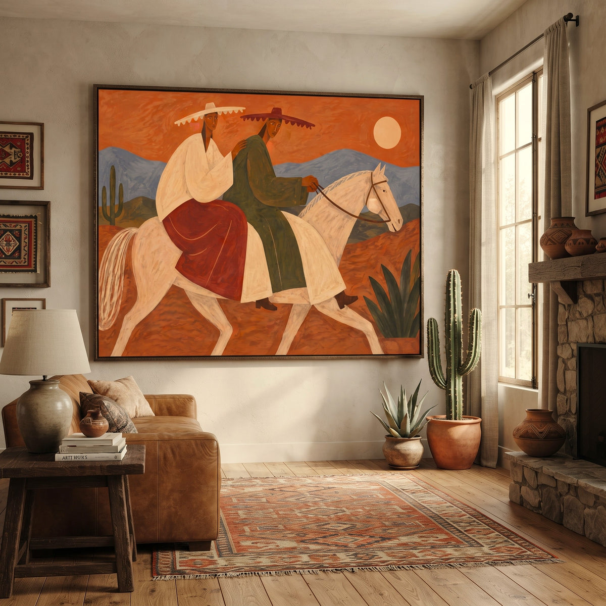 Modern Folk Art｜Riders Beneath the Desert Moon