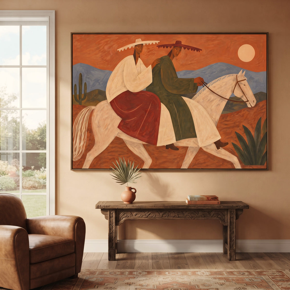 Modern Folk Art｜Riders Beneath the Desert Moon