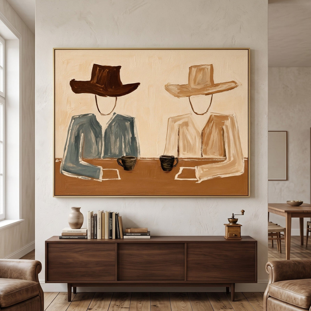 Vintage Americana Art｜Quiet Coffee Conversation