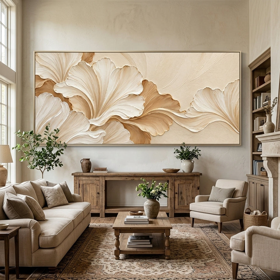 Textured & Impasto Art | Sculpted Bloom Horizon