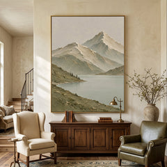 Textured & Impasto Art｜Mountain Lake Tranquility