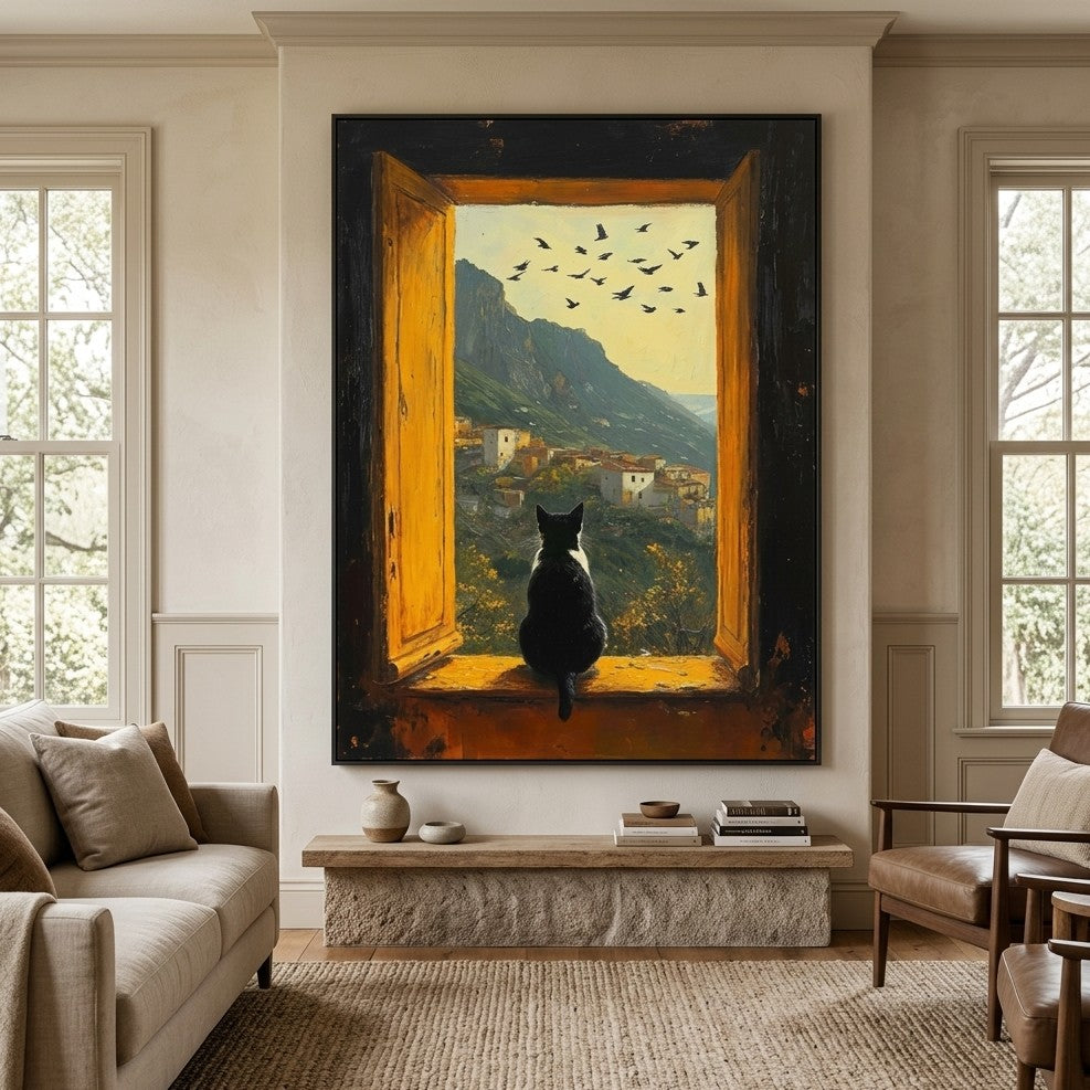 Expressive Contemporary Art｜Window View Cat Retreat