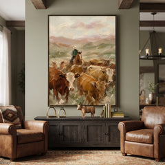 Western Landscapes Art｜Homeward Through the Herd