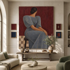 Modern Folk Art | Quiet Blue Muse Portrait