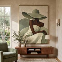 Vintage Americana Art｜Olive Hat Elegance