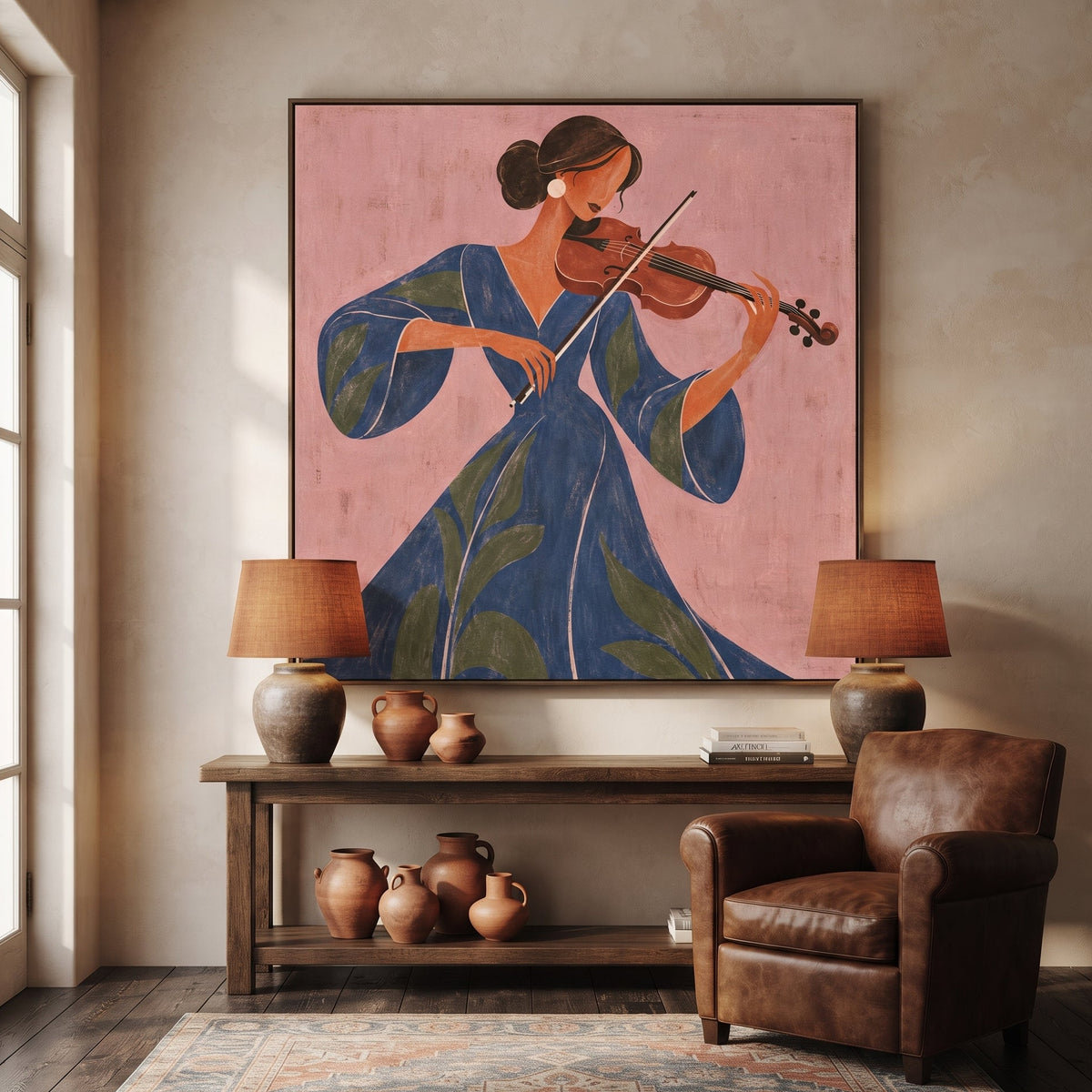 Modern Folk Art｜Violin in Bloom