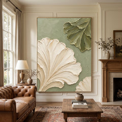 Textured & Impasto Art｜Sage Blossom Relief