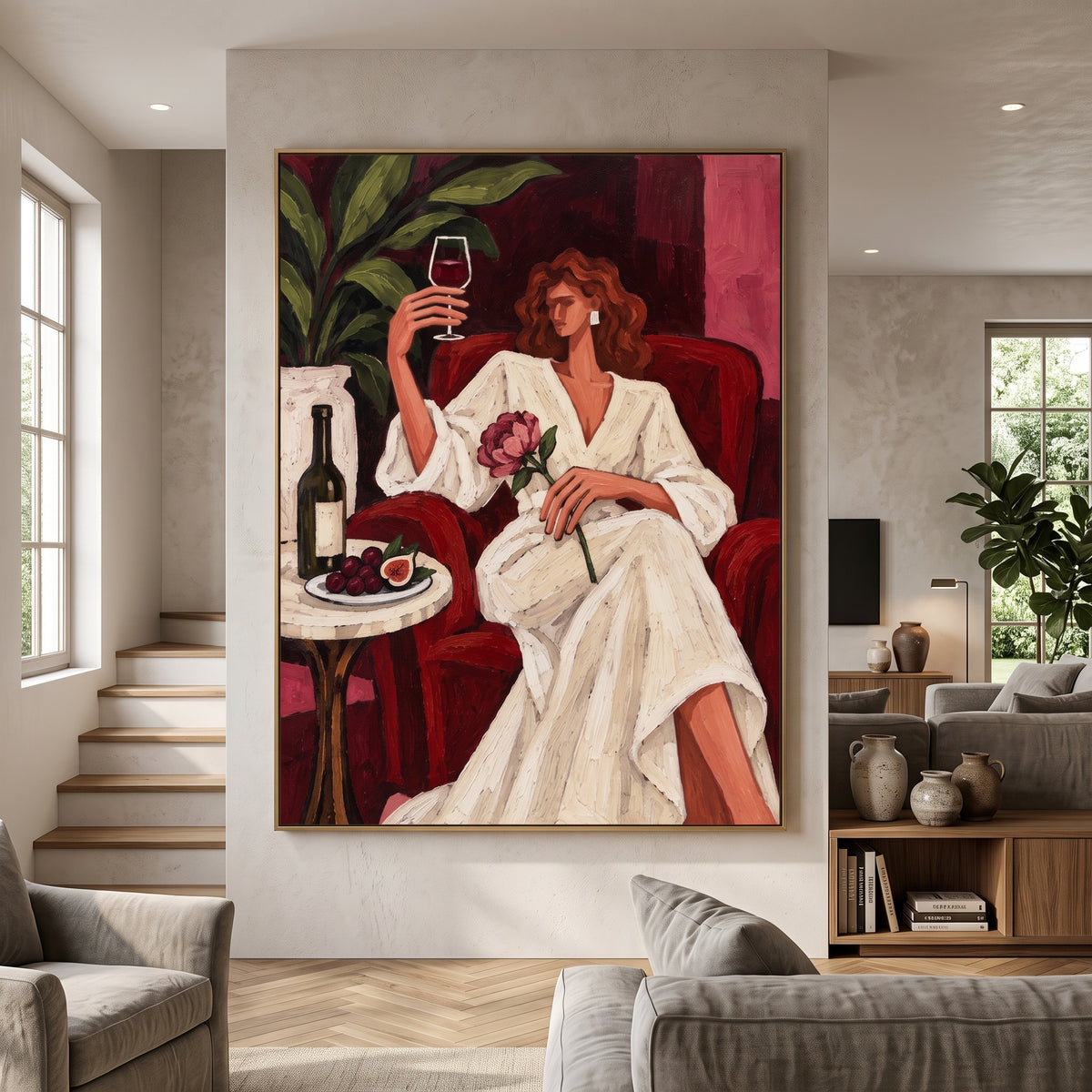 Modern Folk Art | Wine & Rose Evening Muse