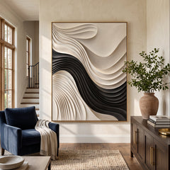 Textured & Impasto Art｜Monochrome Wave Sculpture