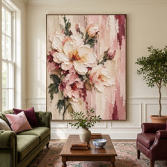 Textured & Impasto Art｜Blush Floral Texture