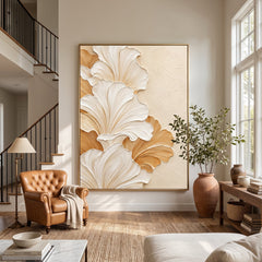 Textured & Impasto Art｜Ivory Blossom Relief