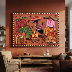 Western Pop Art｜Campfire Prairie Night