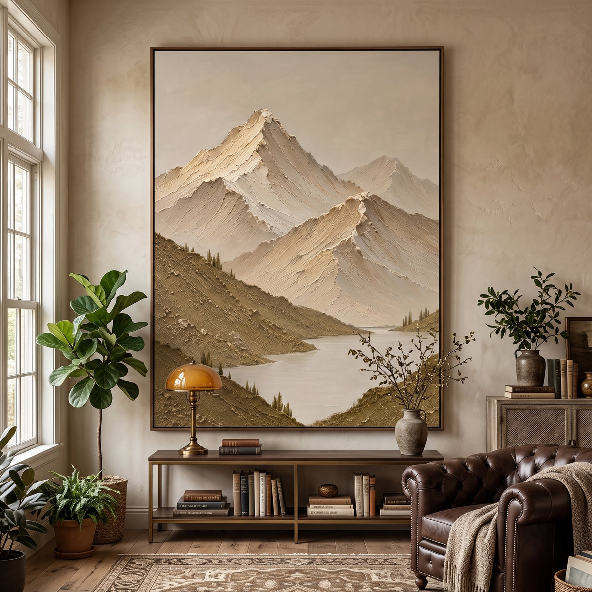 Textured & Impasto Art｜Desert Mountain Lake