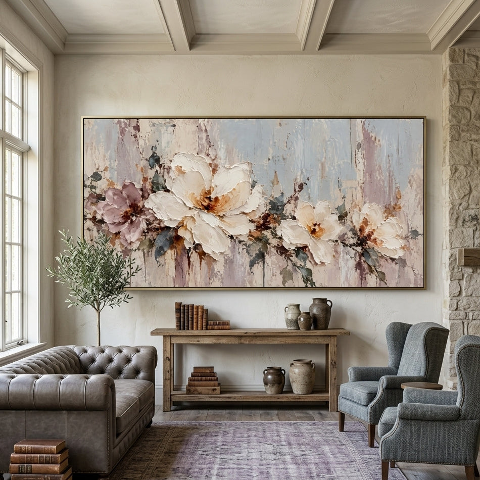 Textured & Impasto Art | Sculpted Floral Whisper