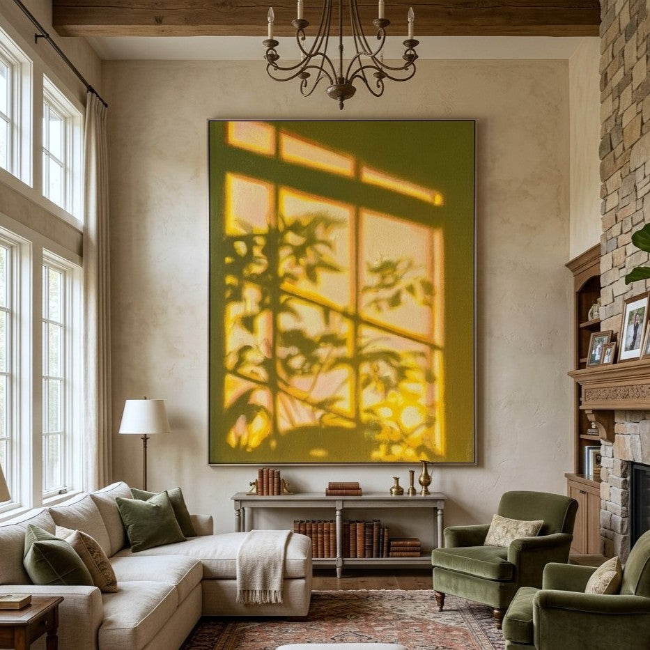 Expressive Contemporary Art｜Golden Garden Window Glow