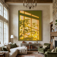 Expressive Contemporary Art｜Golden Garden Window Glow
