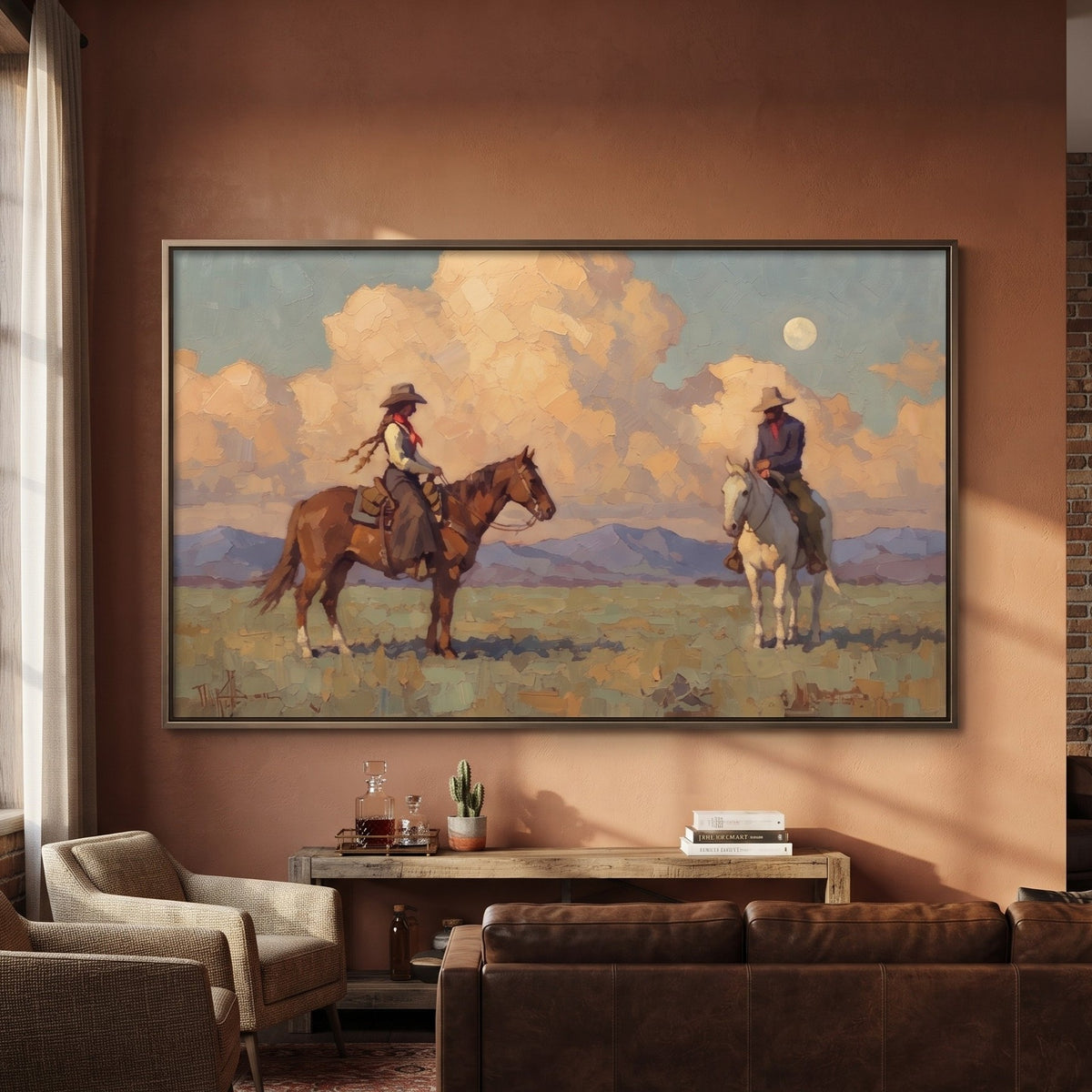 Western Landscapes Art｜Riders Beneath the Desert Moon
