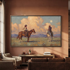 Western Landscapes Art｜Riders Beneath the Desert Moon