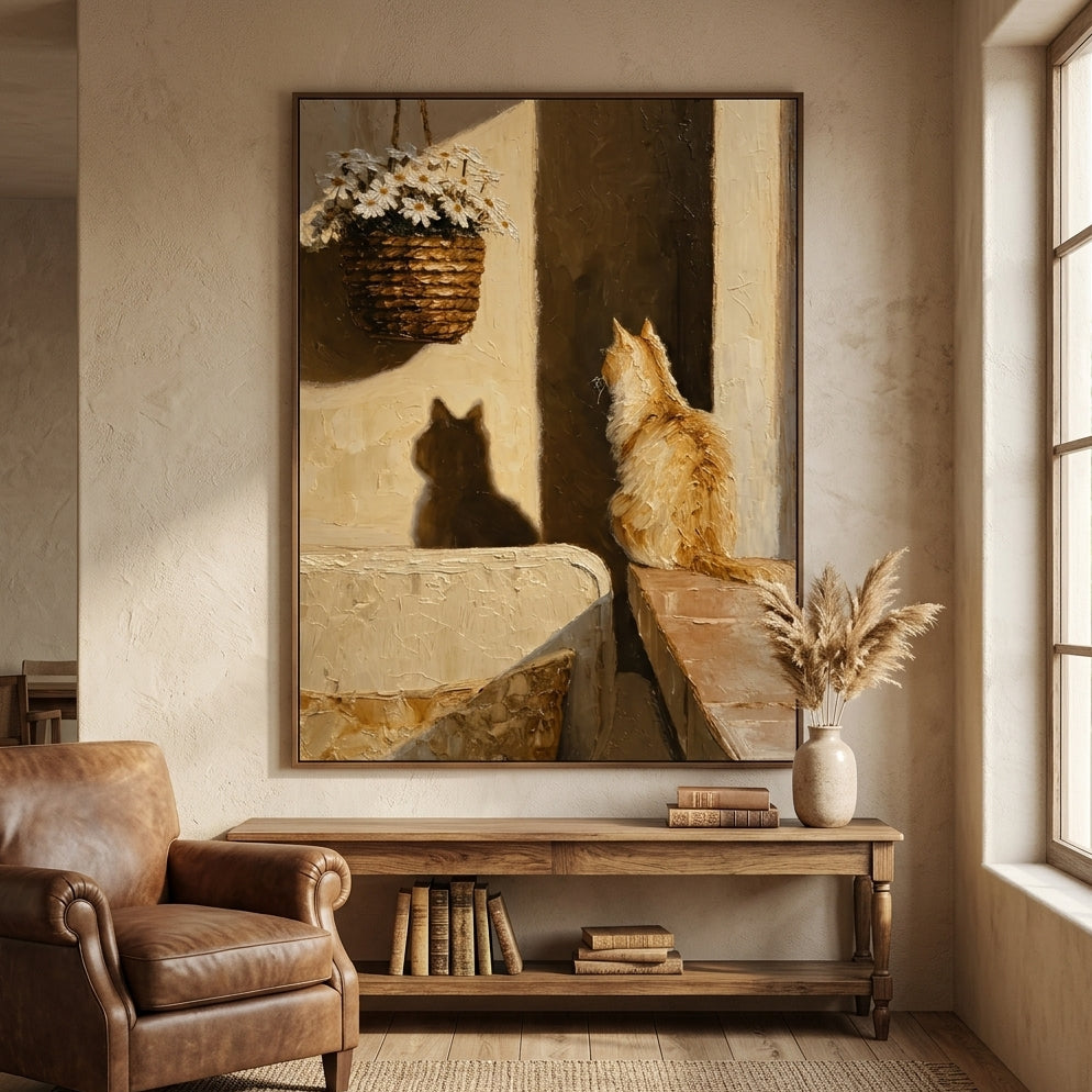 Expressive Contemporary Art｜Sunlit Feline Reverie