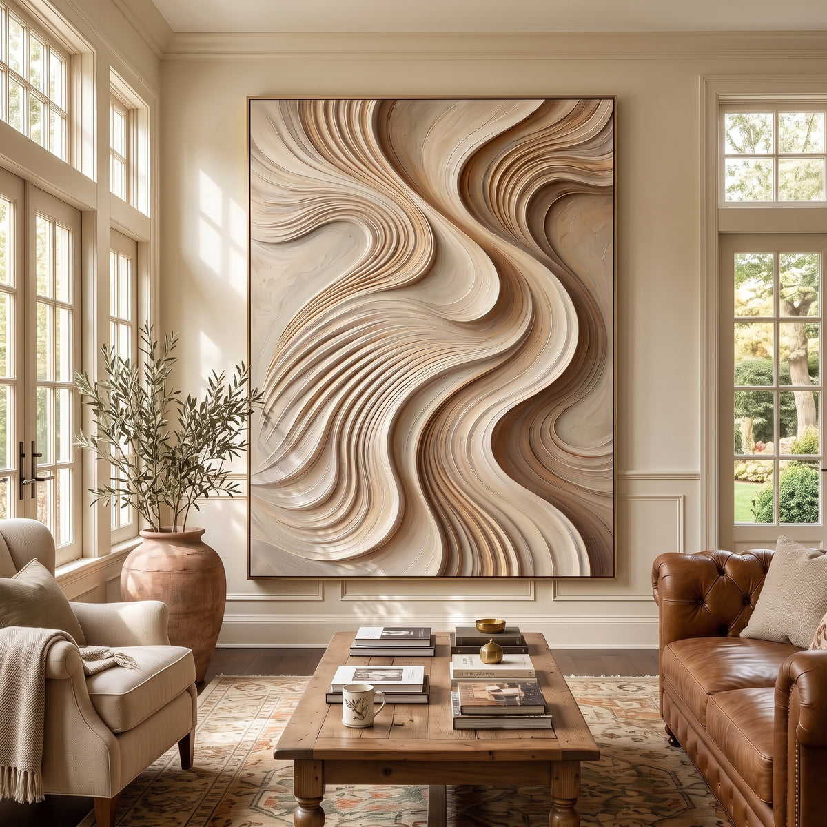 Textured & Impasto Art｜Ivory Sand Flow-1