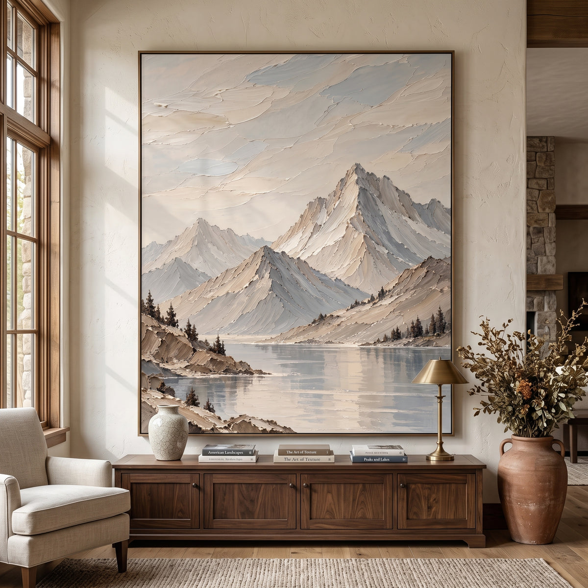 Textured & Impasto Art｜Mountain Lake Serenity