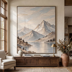 Textured & Impasto Art｜Mountain Lake Serenity