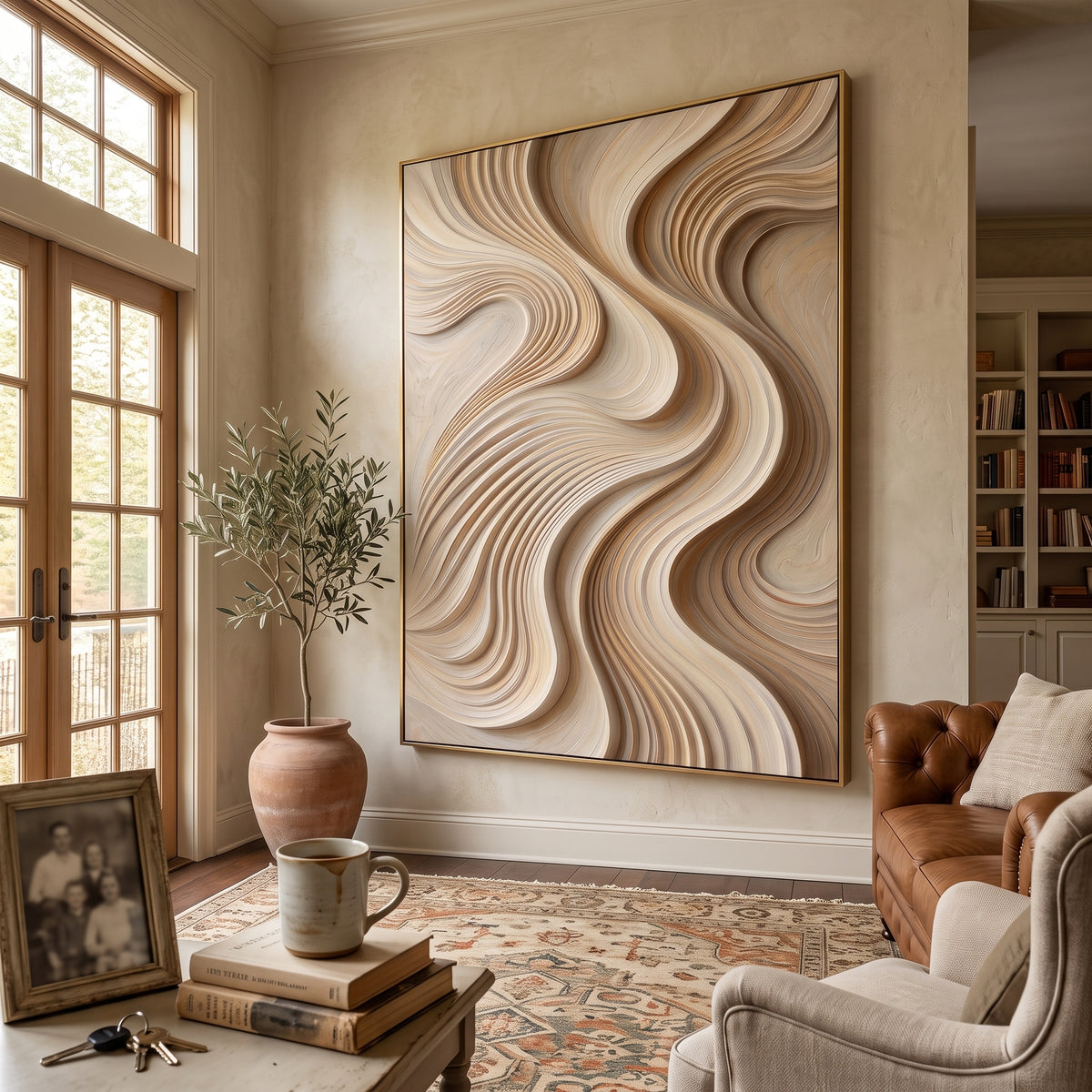 Textured & Impasto Art｜Ivory Sand Flow-1