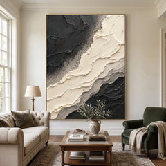 Textured & Impasto Art｜Monochrome Stone Flow