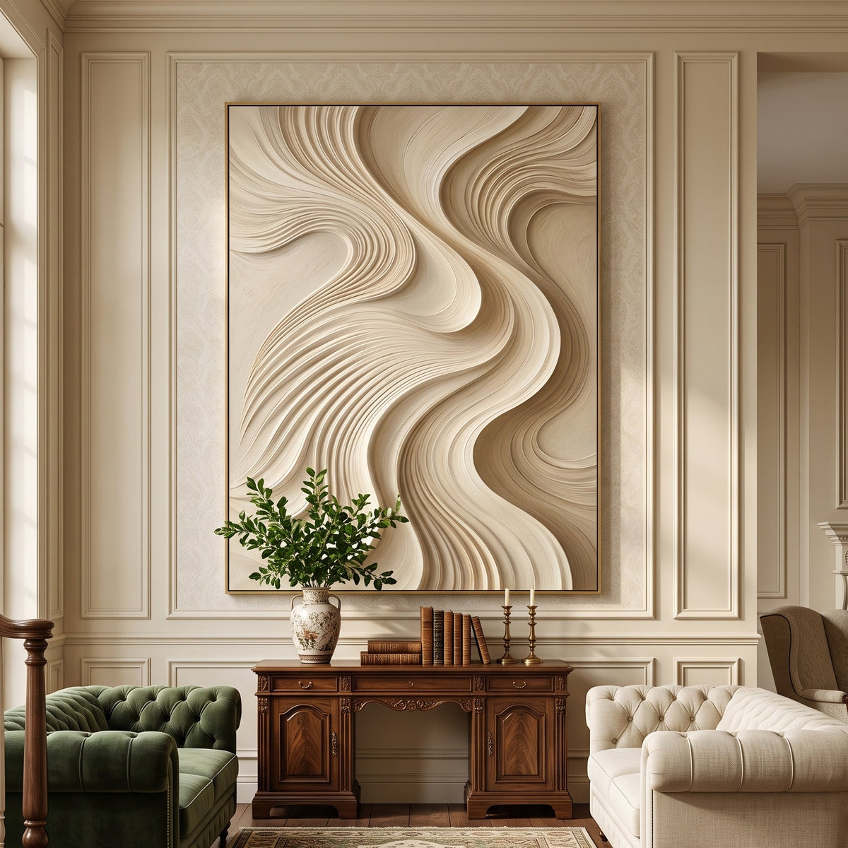 Textured & Impasto Art｜Ivory Sand Flow