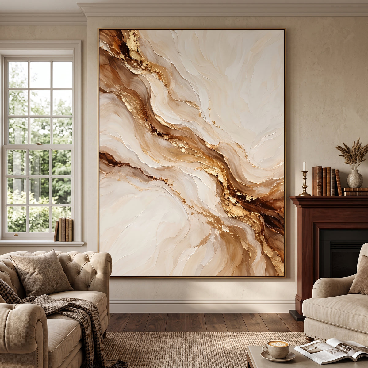 Textured & Impasto Art｜Golden Marble Flow