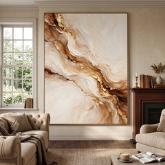 Textured & Impasto Art｜Golden Marble Flow