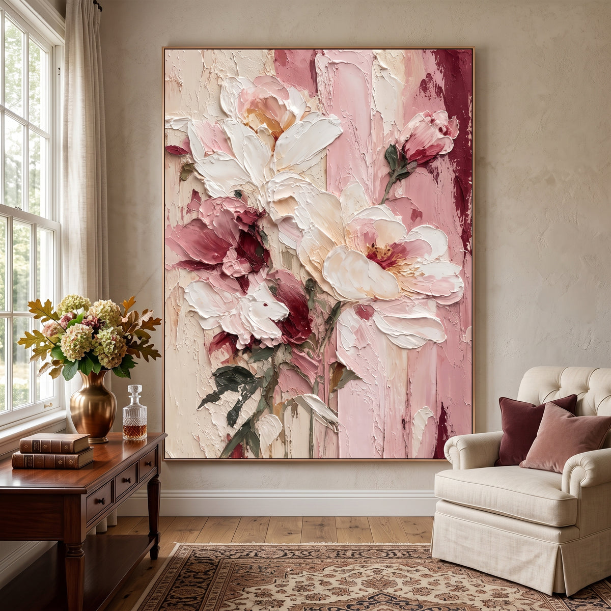 Textured & Impasto Art｜Blush Peony Texture