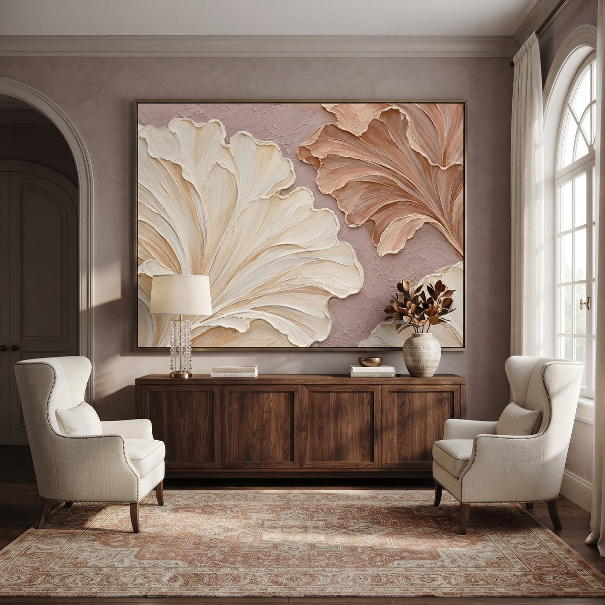 Textured & Impasto Art｜Soft Blush Petal Harmony