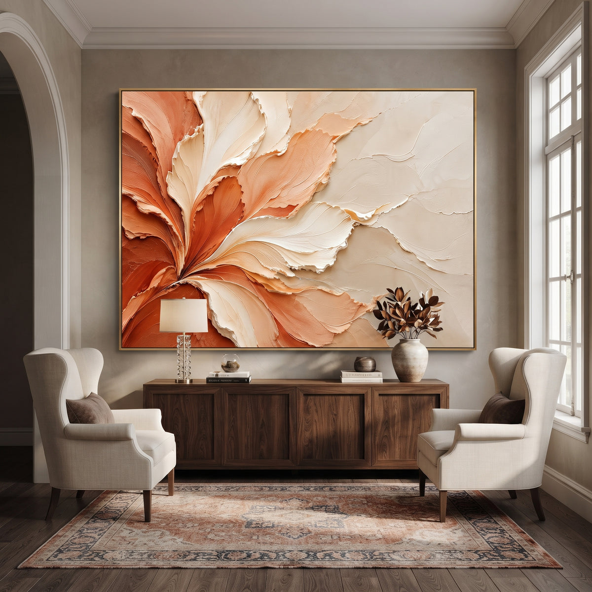 Textured & Impasto Art｜Terracotta Petal Flow