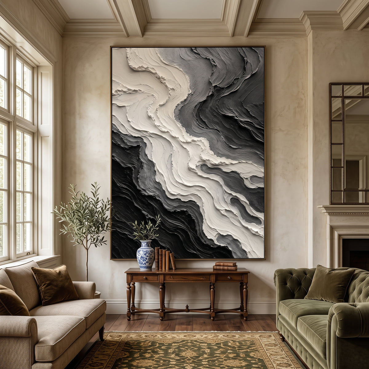 Textured & Impasto Art｜Obsidian Marble Flow