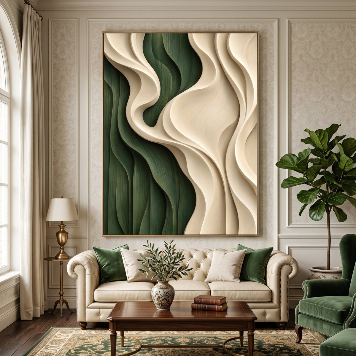Textured & Impasto Art｜Forest Ivory Waves
