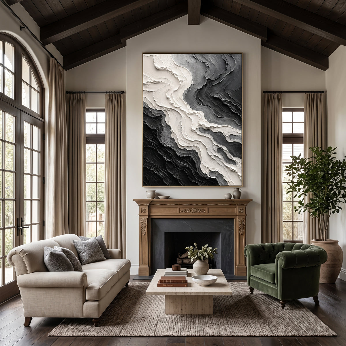 Textured & Impasto Art｜Obsidian Marble Flow