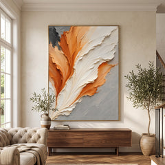 Textured & Impasto Art｜Terracotta Ivory Bloom