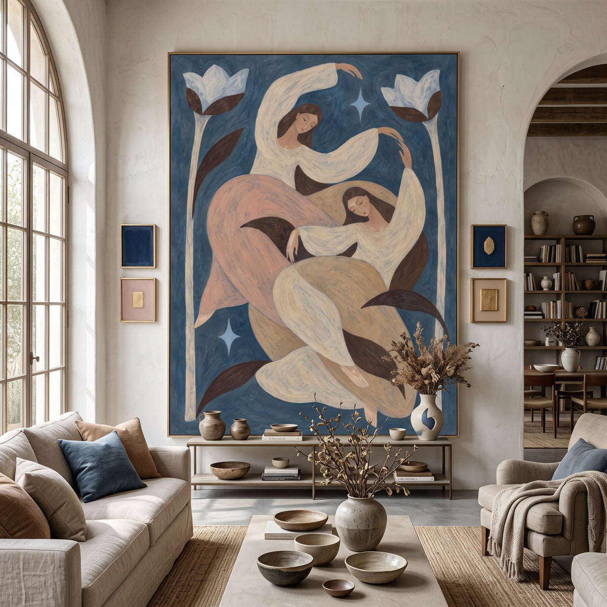 Modern Folk Art | Moonlit Garden Sisters