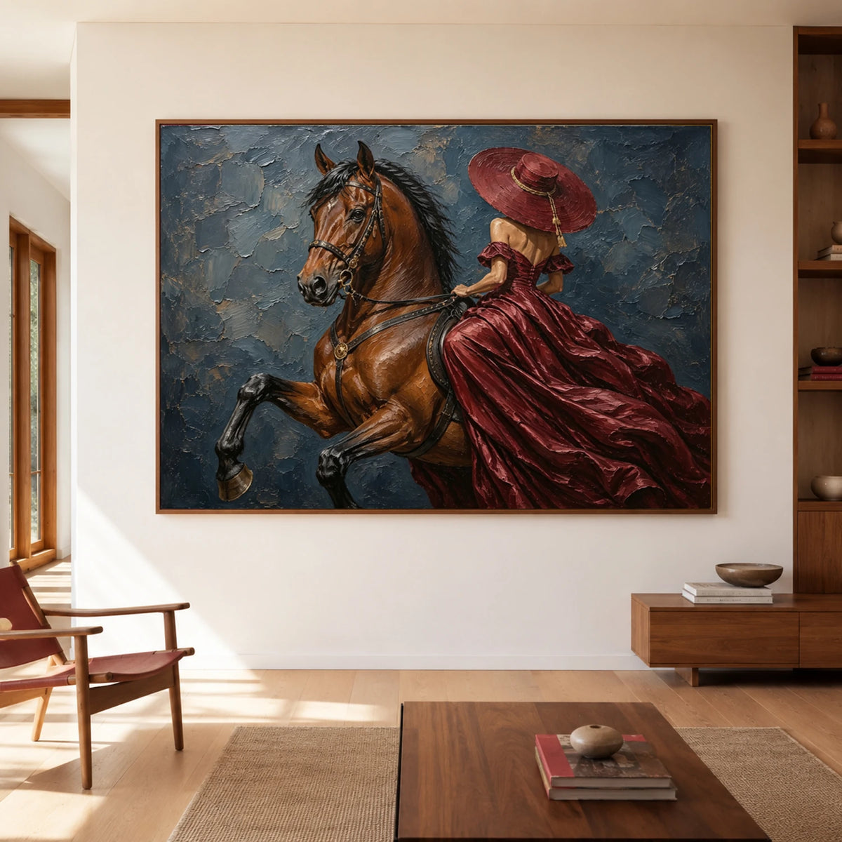 Vintage Americana Art｜Crimson Riding Elegance