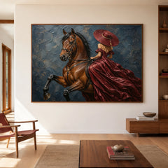 Vintage Americana Art｜Crimson Riding Elegance