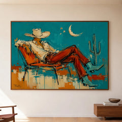 Western Pop Art｜Desert Cowboy Under the Moon