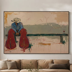 Western Pop Art｜Red Boots Cowboy Statement