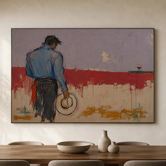 Western Pop Art｜Cowboy with Hat and Wine