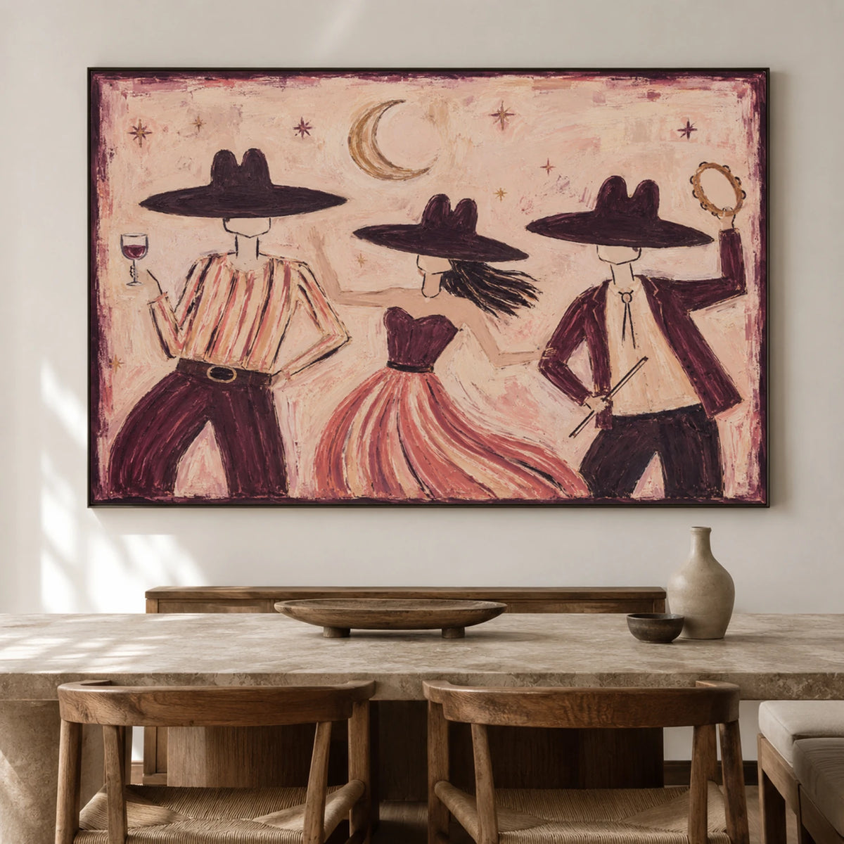 Vintage Americana Art｜Moonlit Revelry
