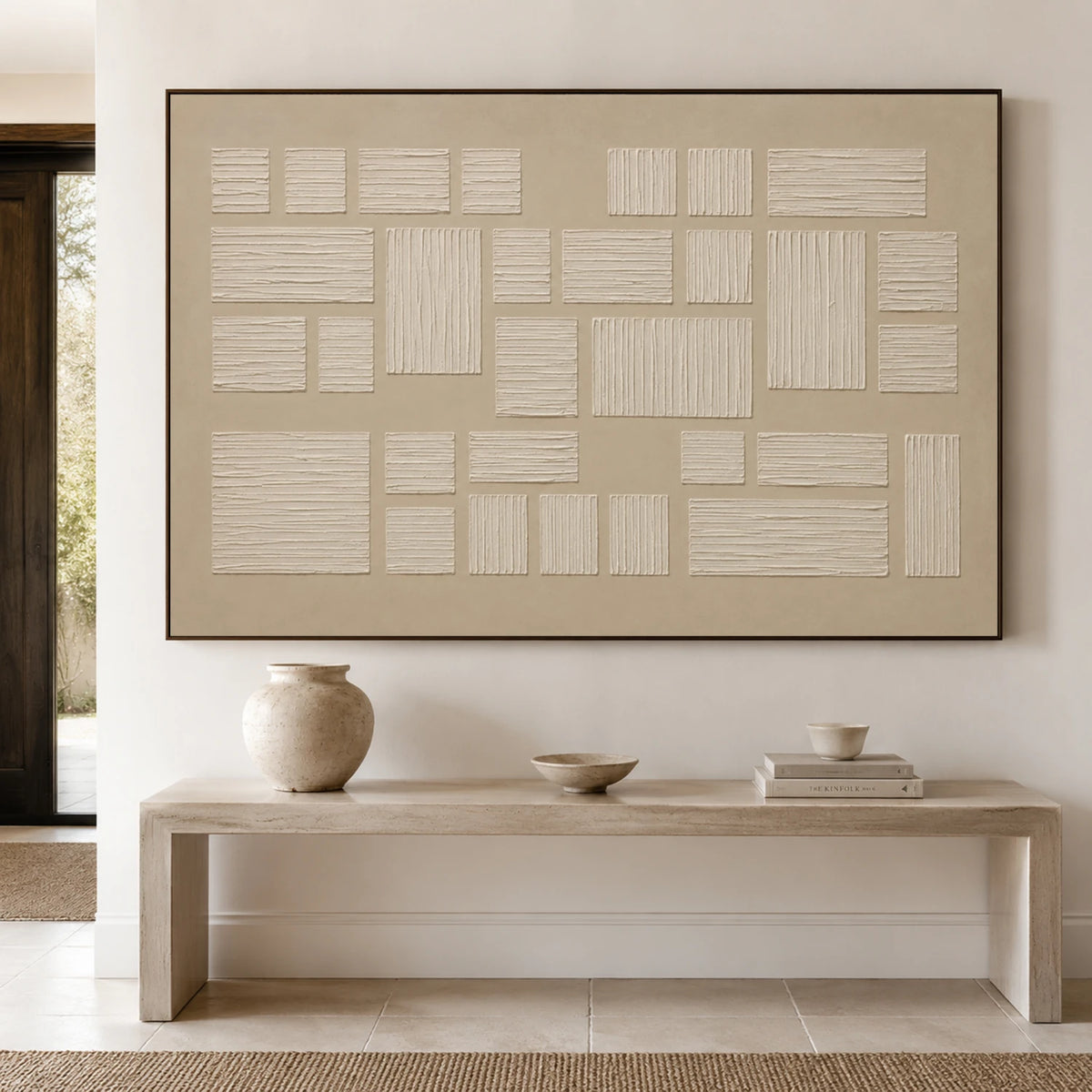 Textured & Impasto Art｜Ivory Linear Blocks