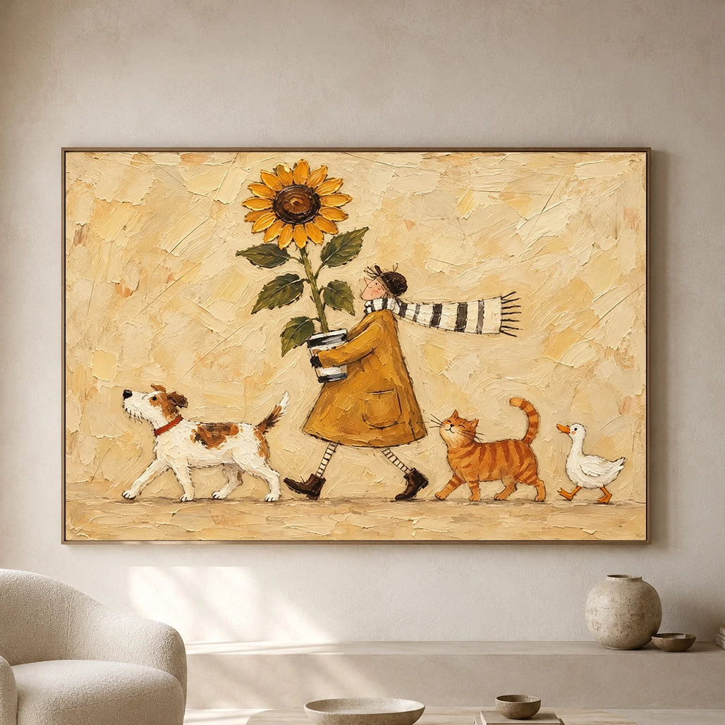 Modern Folk Art｜Sunflower Days with Animal Friends