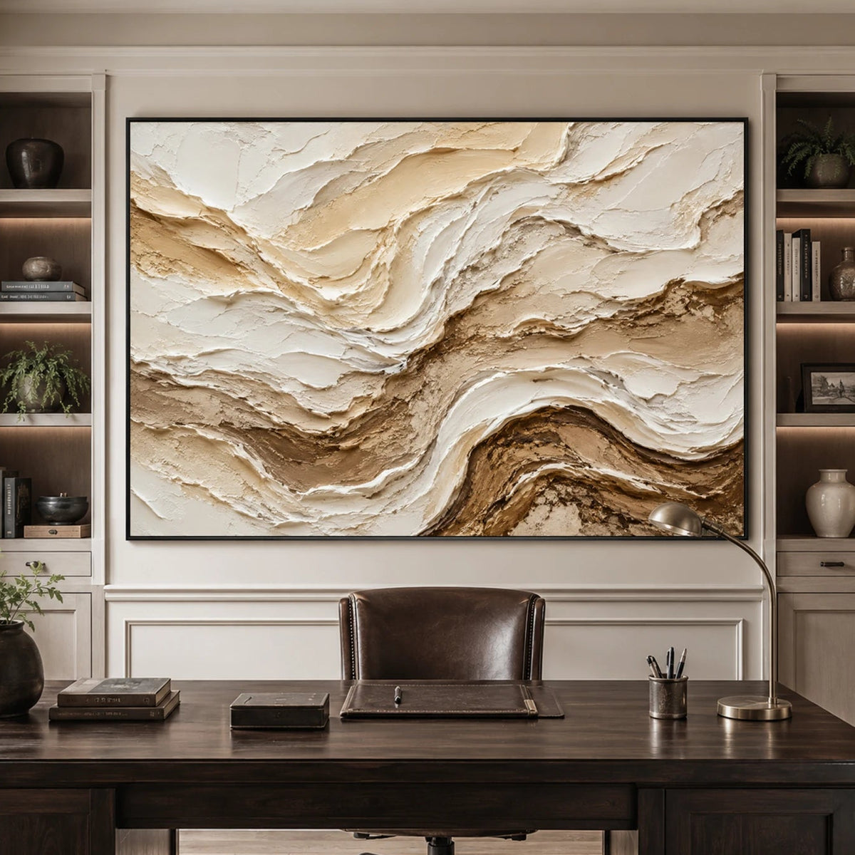 Textured & Impasto Art｜Ivory Earth Waves