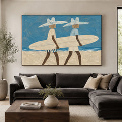 Modern Folk Art | Two Surfers, One Tide