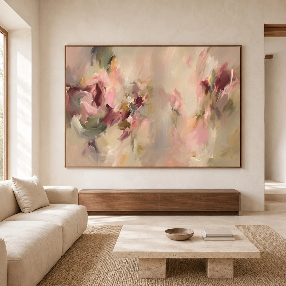 Expressive Contemporary Art｜Blush Floral Abstraction